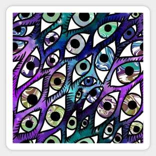 Trippy Galaxy Rainbow Swirl Eyes Purple and Oil Slick Rainbow Sticker